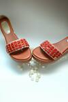 Foot Fuel_Brown Embroidery, Beads Strap Wedges _Online_at_Aza_Fashions