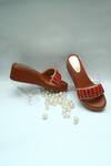 Shop_Foot Fuel_Brown Embroidery, Beads Strap Wedges _Online_at_Aza_Fashions