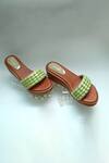 Buy_Foot Fuel_Brown Embroidery Stone Work Strap Wedges _at_Aza_Fashions