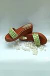 Shop_Foot Fuel_Brown Embroidery Stone Work Strap Wedges _Online_at_Aza_Fashions