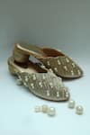 Buy_Foot Fuel_Gold Pearls, Crystals Embellished Mule Heels _at_Aza_Fashions