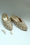 Shop_Foot Fuel_Gold Pearls, Crystals Embellished Mule Heels _at_Aza_Fashions