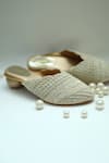 Foot Fuel_Gold Beads Pearl Embellished Mule Heels _Online_at_Aza_Fashions