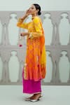 Shop_Lila_Multi Color Crepe Embroidered Foliage Bidri Pattern Front Open Kurta Pant Set _Online_at_Aza_Fashions