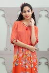 Buy_Lila_Red Crepe Embroidered Floral Round Lalie Garden Pattern Kurta With Pant _Online_at_Aza_Fashions