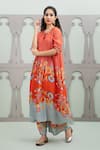 Shop_Lila_Red Crepe Embroidered Floral Round Lalie Garden Pattern Kurta With Pant _Online_at_Aza_Fashions