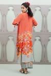 Shop_Lila_Orange Crepe Embroidered Floral Round Lalie Garden Pattern Kurta With Pant _at_Aza_Fashions