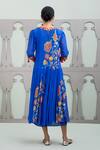 Shop_Lila_Blue Georgette Embroidered Floral Round Blossom Pattern Dress _at_Aza_Fashions