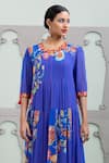 Lila_Blue Georgette Embroidered Floral Round Blossom Pattern Dress _Online_at_Aza_Fashions