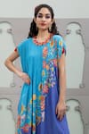 Buy_Lila_Blue Crepe Embroidered Floral Pattern Tonal Ombre Kurta With Pant _Online_at_Aza_Fashions