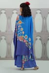 Shop_Lila_Blue Crepe Embroidered Floral Round Blossom Pattern Flared Kurta With Pant _at_Aza_Fashions