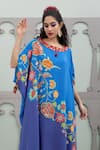 Buy_Lila_Blue Crepe Embroidered Floral Round Blossom Pattern Flared Kurta With Pant _Online_at_Aza_Fashions