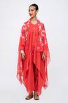 Buy_Lila_Red Cotton-silk Blend Solid Xena Asymmetric Kurta Set With Printed Dupatta _at_Aza_Fashions