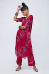 Shop_Lila_Red Cotton Silk Blend Elena Asymmetric Printed Kurta Pant Set _Online_at_Aza_Fashions