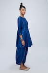Lila_Blue Cotton Silk Blend Jemima Kalidaar Kurta Dhoti Pant Set _Online_at_Aza_Fashions