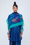 Shop_Lila_Blue Cotton Silk Blend Jemima Kalidaar Kurta Dhoti Pant Set _Online_at_Aza_Fashions
