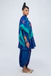 Lila_Blue Cotton Silk Blend Jemima Kalidaar Kurta Dhoti Pant Set _at_Aza_Fashions