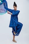 Buy_Lila_Blue Cotton Silk Blend Jemima Kalidaar Kurta Dhoti Pant Set 