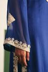 Shop_Reeti Arneja - Theklub_Blue Organza, Cotton Satin Embroidery Round Neck Irina Yoke Kurta Palazzo Set _Online_at_Aza_Fashions