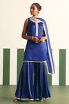 Buy_Reeti Arneja - Theklub_Blue Cotton Satin, Organza Sequins Enora Placement Embroidered Kurta Sharara Set _Online_at_Aza_Fashions