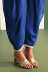 Buy_Reeti Arneja - Theklub_Blue Organza Embroidery Sequins Round Neck Mavis Yoke Kaftan With Dhoti Pant _Online_at_Aza_Fashions