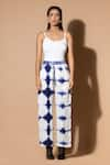 Buy_Zeefaa_Blue Modal Satin Tie-dye Pattern Straight Pant _at_Aza_Fashions