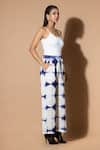 Zeefaa_Blue Modal Satin Tie-dye Pattern Straight Pant _Online_at_Aza_Fashions