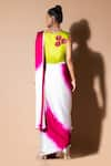 Shop_Zeefaa_Pink Modal Satin Solid Plain Pre-draped Saree _at_Aza_Fashions