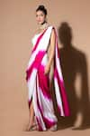 Buy_Zeefaa_Pink Modal Satin Solid Plain Pre-draped Saree _Online_at_Aza_Fashions