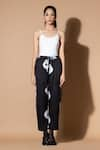 Buy_Zeefaa_Black Modal Satin Abstract Pattern Straight Pant _at_Aza_Fashions