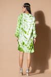 Shop_Zeefaa_Green Modal Satin Hand Embroidered Tie-dye Round Pattern Dress _at_Aza_Fashions