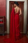 Shop_Arpita Mehta_Red Georgette Embroidery Cutdana And Mirror Pre-draped Saree With Strappy Blouse _at_Aza_Fashions