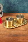 Buy_Nakshikathaa - Homeware_Gold Alloy Utsav Brass Condiment Jars With Tray And Spoon _at_Aza_Fashions