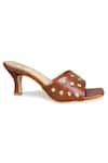 Kaltheos_Brown Embellished Nina Strap Heels _at_Aza_Fashions