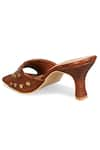 Kaltheos_Brown Embellished Nina Strap Heels _Online