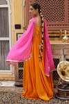 Shop_Nimbu Mirchi_Orange Heavy Chanderi Embellished Waistline Anarkali With Dupatta  _at_Aza_Fashions