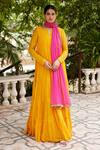 Buy_Nimbu Mirchi_Yellow Pure Chanderi Embroidery Bloom Yoke Anarkali With Dupatta  _at_Aza_Fashions