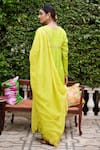 Shop_Nimbu Mirchi_Green Pure Chanderi Embroidery Zari Sequin V Neck Yoke Anarkali Set _at_Aza_Fashions