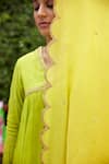 Nimbu Mirchi_Green Pure Chanderi Embroidery Zari Sequin V Neck Yoke Anarkali Set _Online_at_Aza_Fashions
