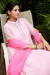 Nimbu Mirchi_Pink Pure Chanderi Embroidery Floral Mandarin Placket Kurta Pant Set  _Online_at_Aza_Fashions