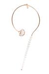 Itrana_White Asymmetric Pearl Studded Necklace _Online_at_Aza_Fashions