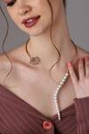Itrana_White Asymmetric Pearl Studded Necklace _at_Aza_Fashions