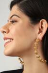 Itrana_Gold Plated Beads Cutwork Hoops _at_Aza_Fashions