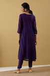 Shop_Tashee_Purple Chanderi Sequins, Beads V-neck Gathered Kurta Set _at_Aza_Fashions
