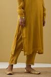 Buy_Tashee_Yellow Chanderi Sequins, Zari, Beads Split Sleeve Embroidered Kurta Pant Set 