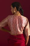 Shop_Shorshe Clothing_Red Brocade Floral Zero Neck Pattern Blouse _at_Aza_Fashions