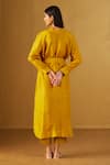 Shop_Shorshe Clothing_Yellow Kurta Pure Silk Plain Polo Rina And Cigarette Pant Set _at_Aza_Fashions