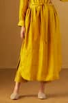 Shorshe Clothing_Yellow Kurta Pure Silk Plain Polo Rina And Cigarette Pant Set _Online_at_Aza_Fashions