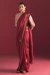 Shop_Shorshe Clothing_Red Pure Silk Hand Block Printing Floral Sinduri Saree _at_Aza_Fashions