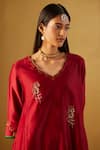 Buy_Shorshe Clothing_Red Chanderi, Handloom Cotton Embroidery Tannu Kurta And Sharara Set _Online_at_Aza_Fashions